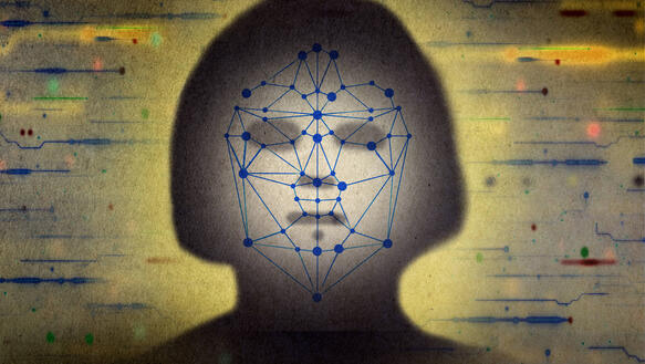 Das Bild zeigt eine Illustration: Man sieht die Silhouette des Kopfes einer Person, darüber dargestellt ist ein Netz